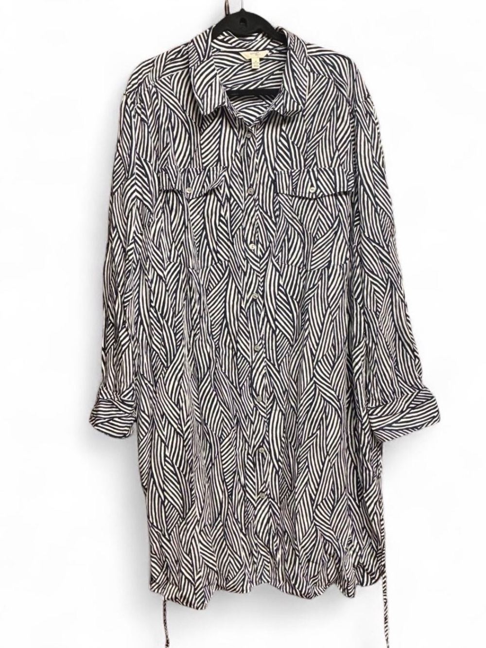 Terra & Sky Black and White Striped Button dress